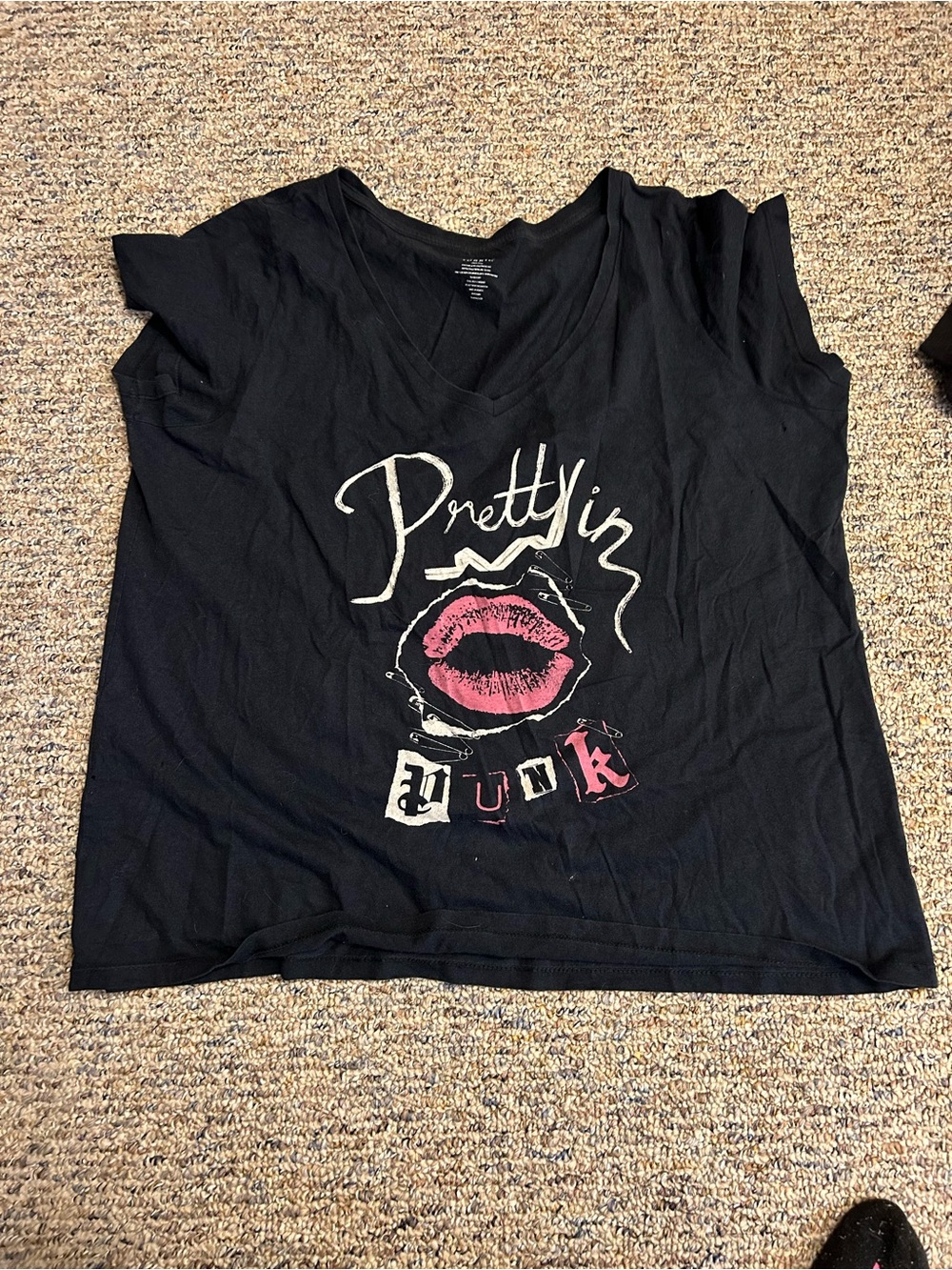 torrid Black V-Neck Tee with White Logo